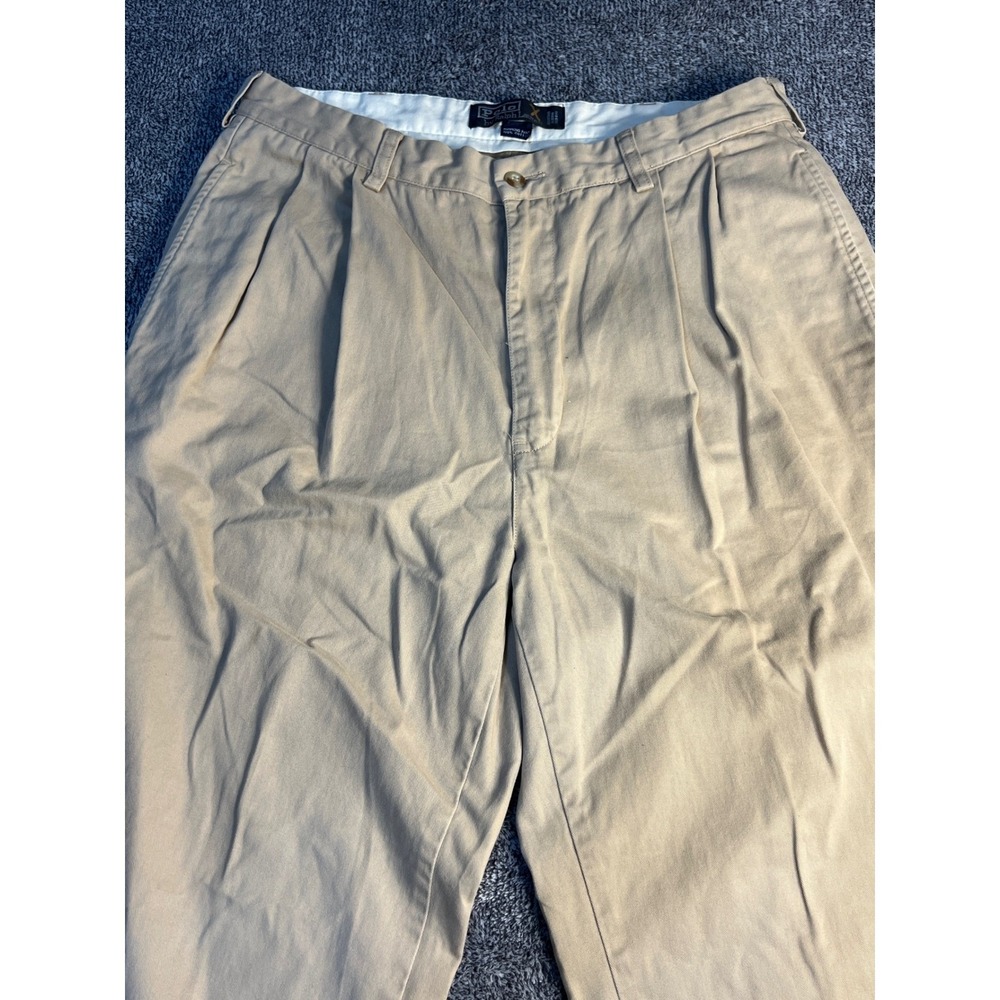Polo Ralph Lauren Hammond Pant 34x30 Tan Khaki DoubPleated Cuffed Cotton Trouser